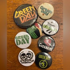Vtg Green Day Band Music Pin-Back Buttons lot of 8 *read